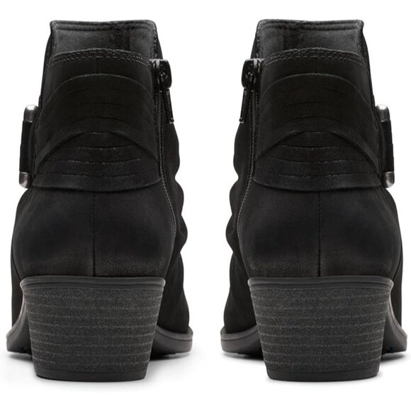 Clarks Collection Charlten Rosa Ankle Boots 10W Black Nubuck MSRP $120 - Picture 2 of 5